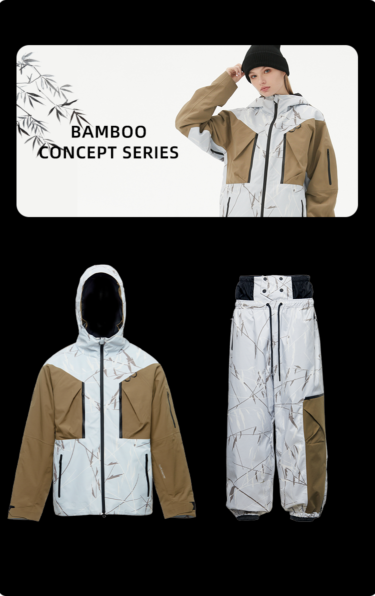 RandomPw Bamboo Chinese Style Print RECCO®  Snow Jacket & Pants & Suit